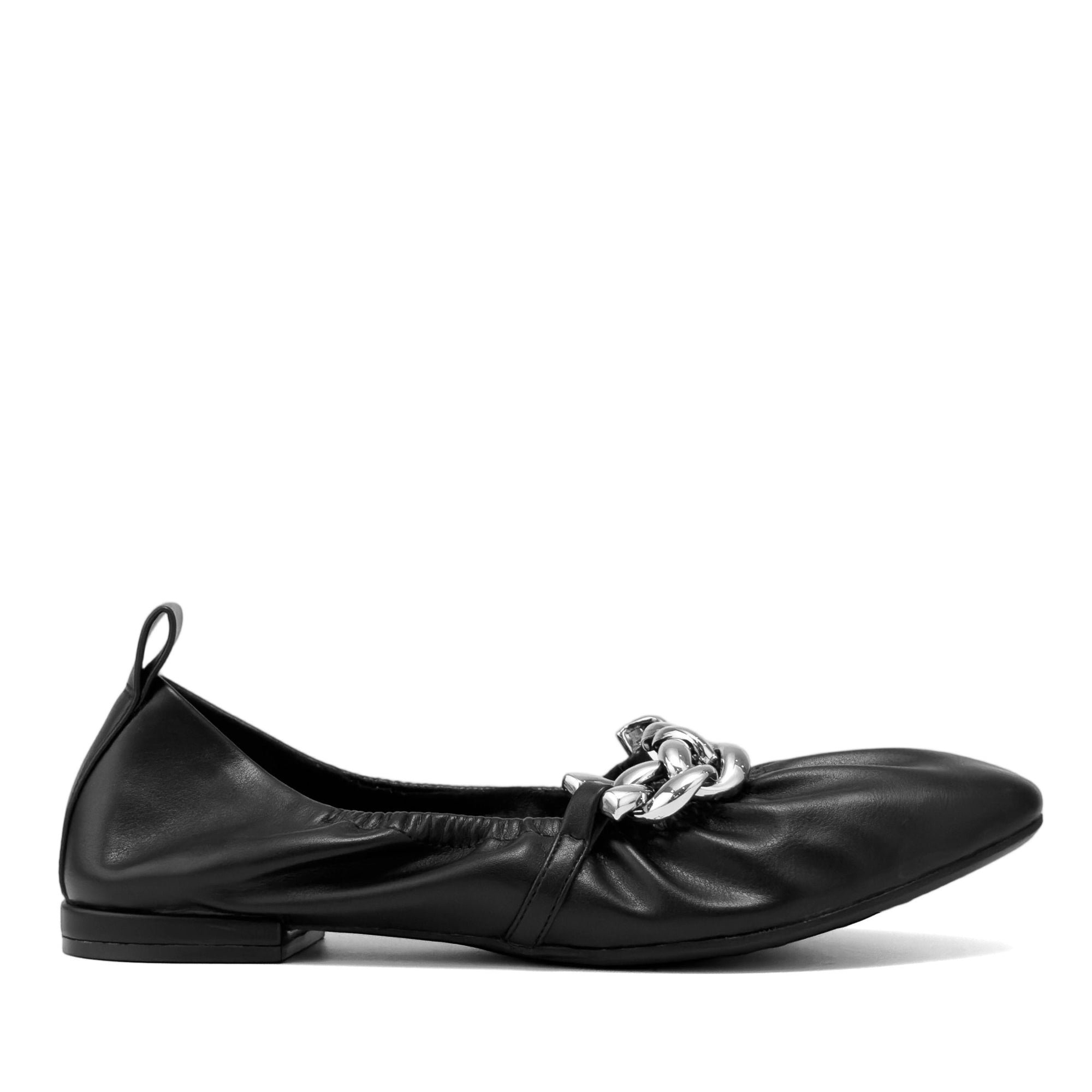 Amina Dress Flat | Black Faux Nappa