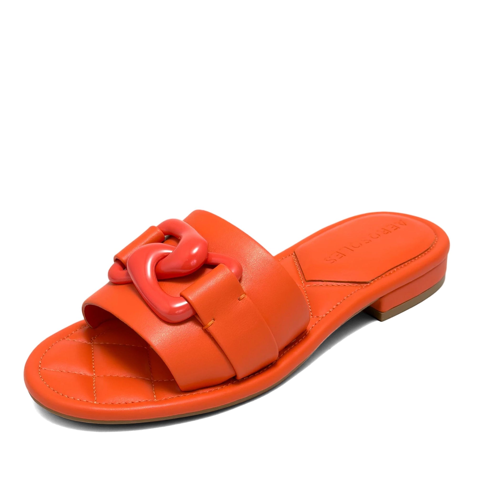 Big Charm Sandal Flat | Orange Faux Soft Nappa