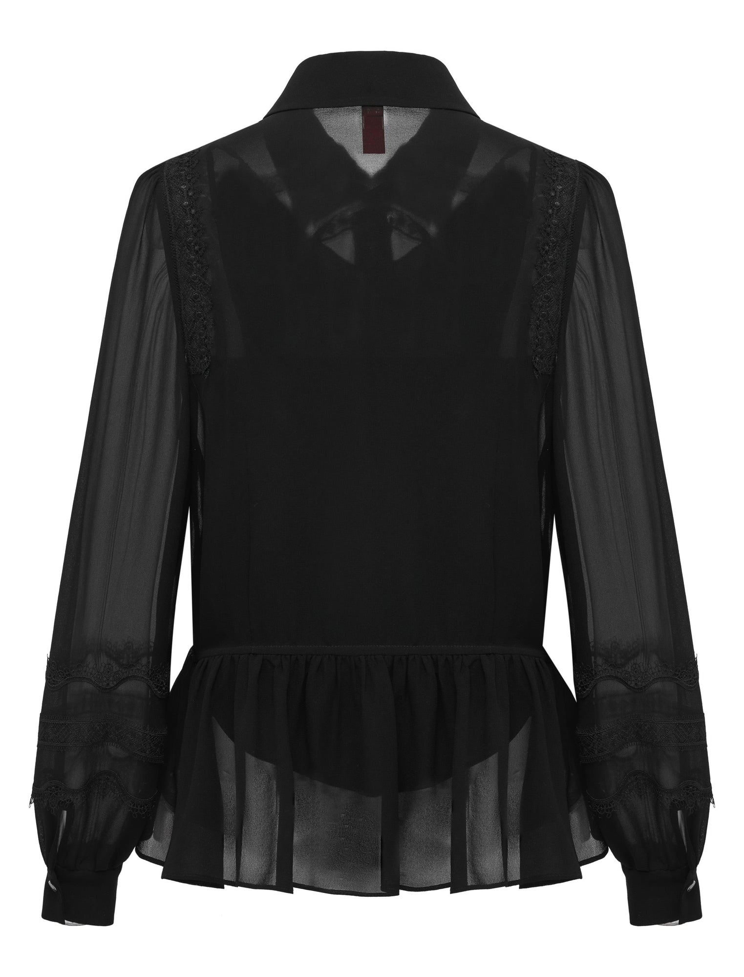 Semi-Sheer Button-Down Blouse | Black