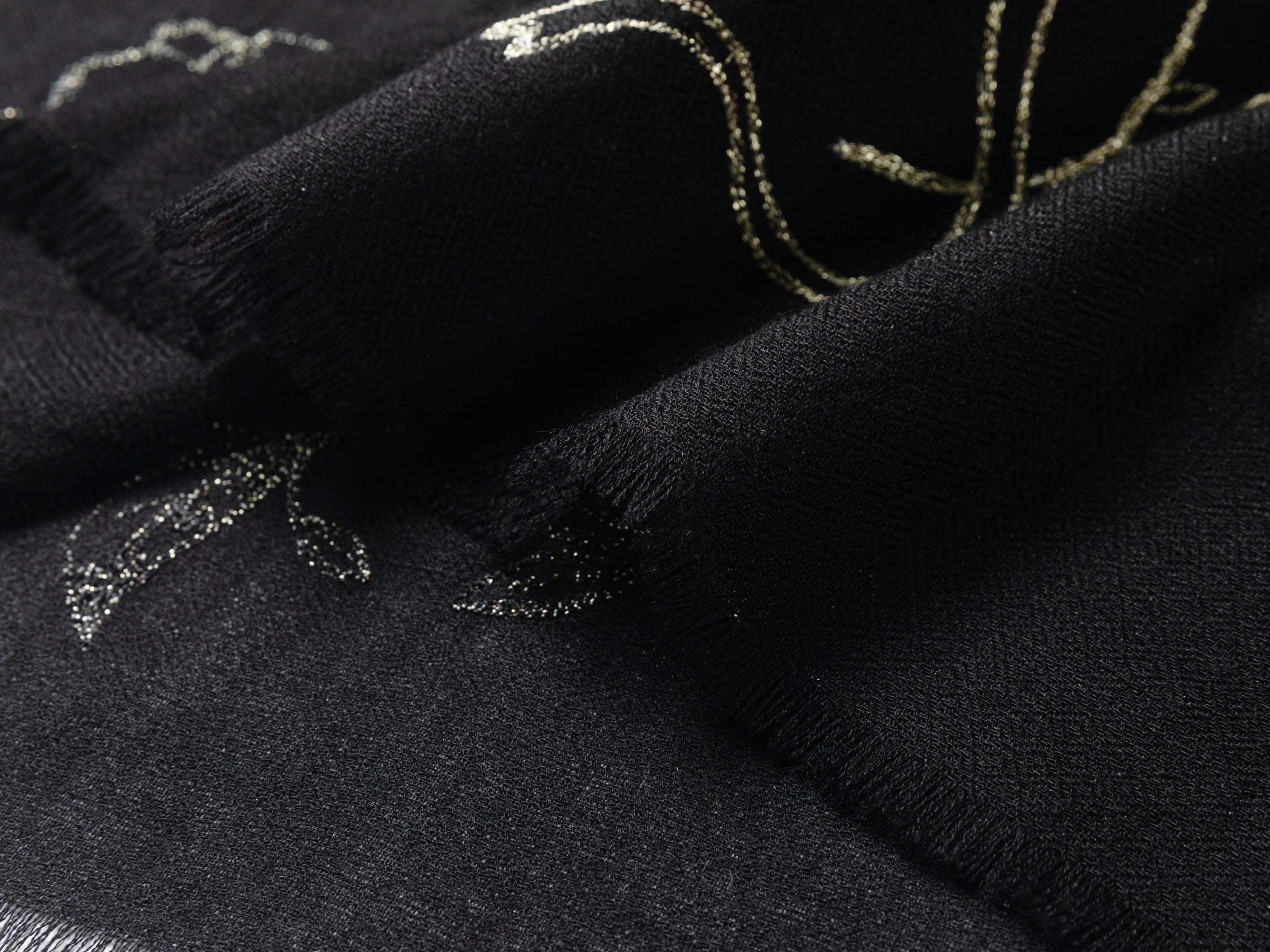 Embroidered Cashmere Shawl | Black