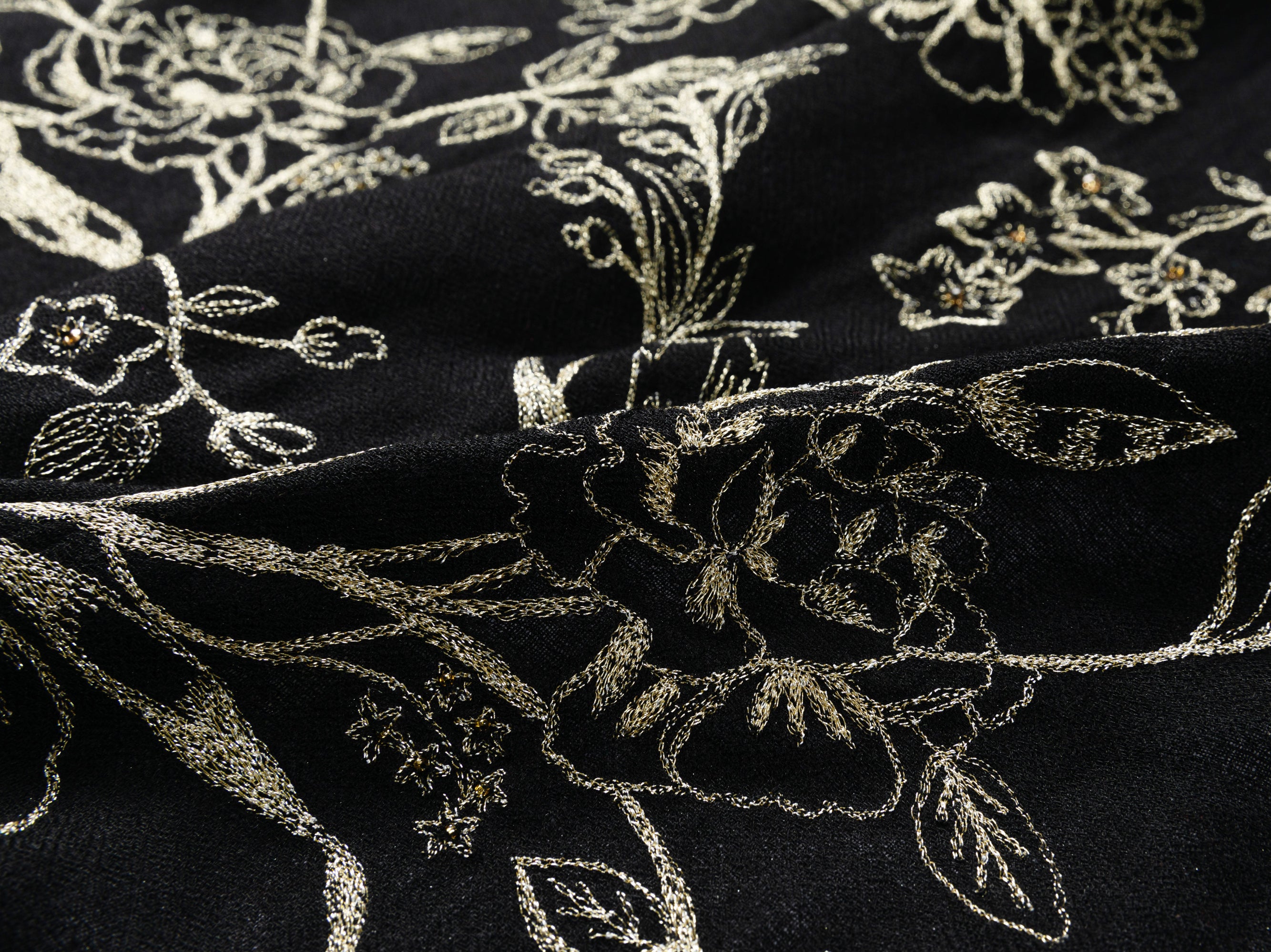 Embroidered Cashmere Shawl | Black