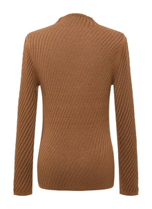 Long Sleeve Turtleneck Knit Top | Brown
