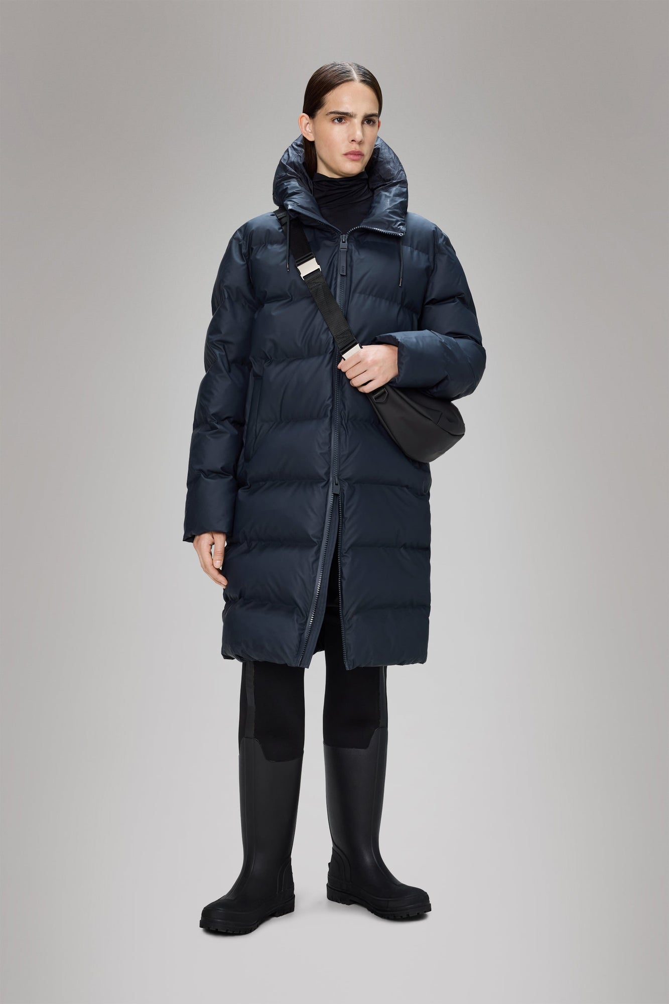 Rains Alta Longer Puffer Jacket Navy Jacket