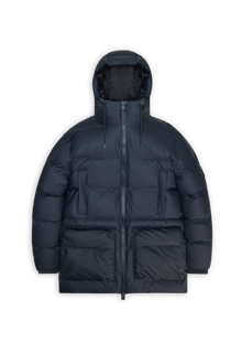 RAINS Alta Long Puffer Cargo Jacket Navy Jacket