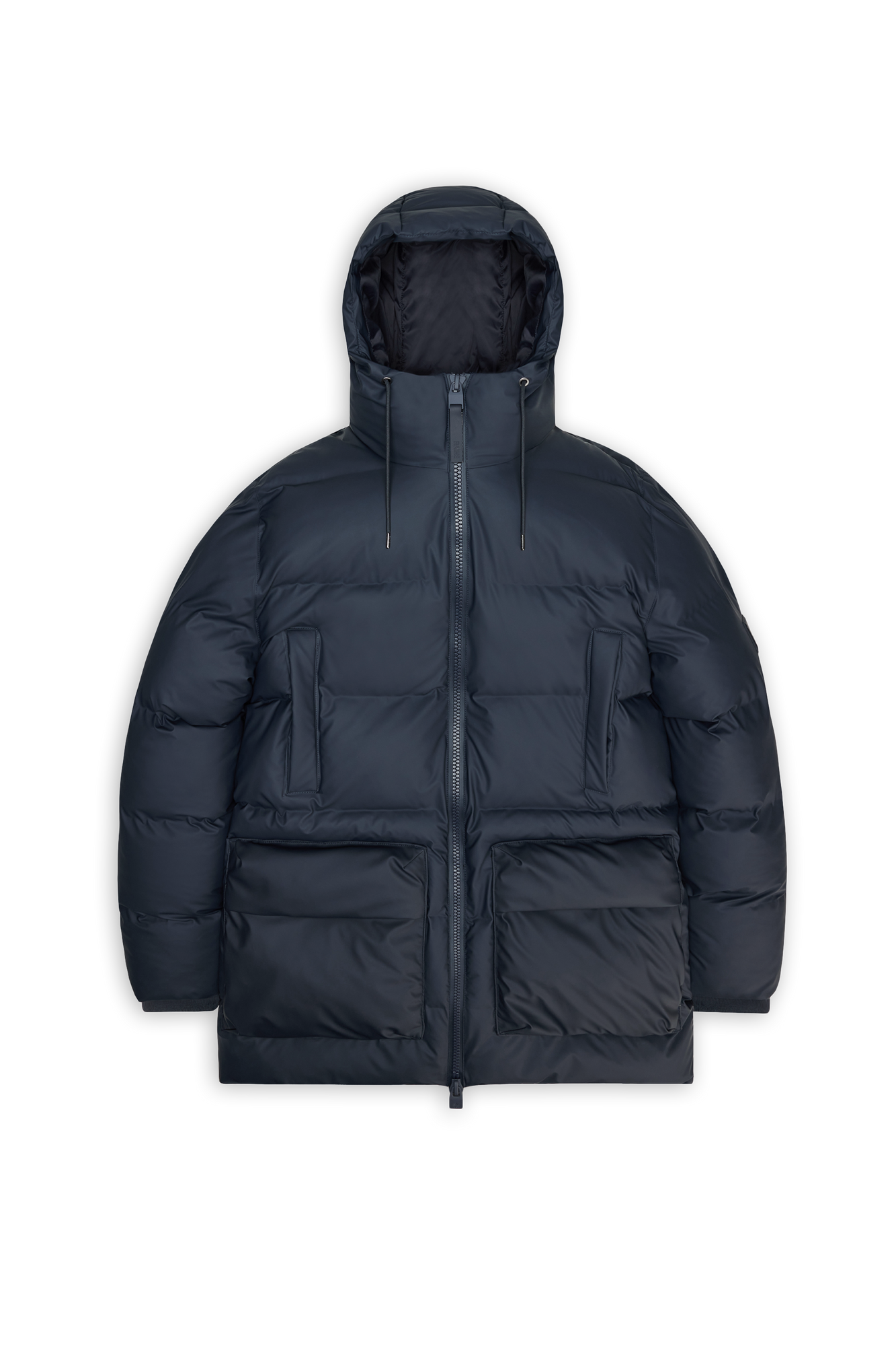 RAINS Alta Long Puffer Cargo Jacket Navy Jacket