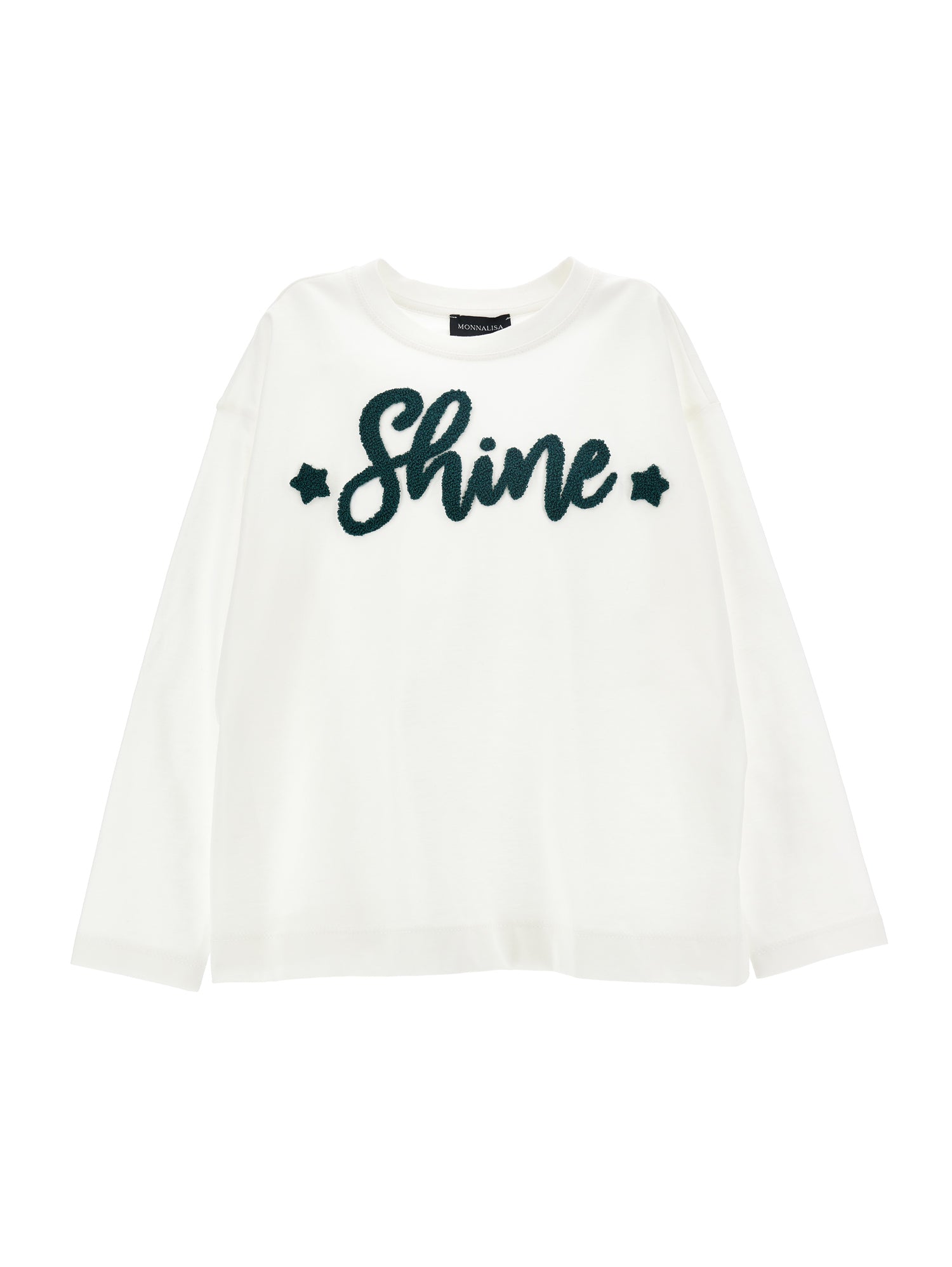 Girls | Long-Sleeved Embroidered T-Shirt | White Cream/Green