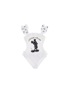 Girls | Stretch Mickey Mouse Costume | White/Black