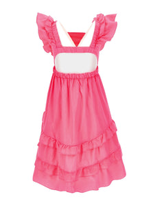 Girls | Poplin Dress With Trim | Peach Pink