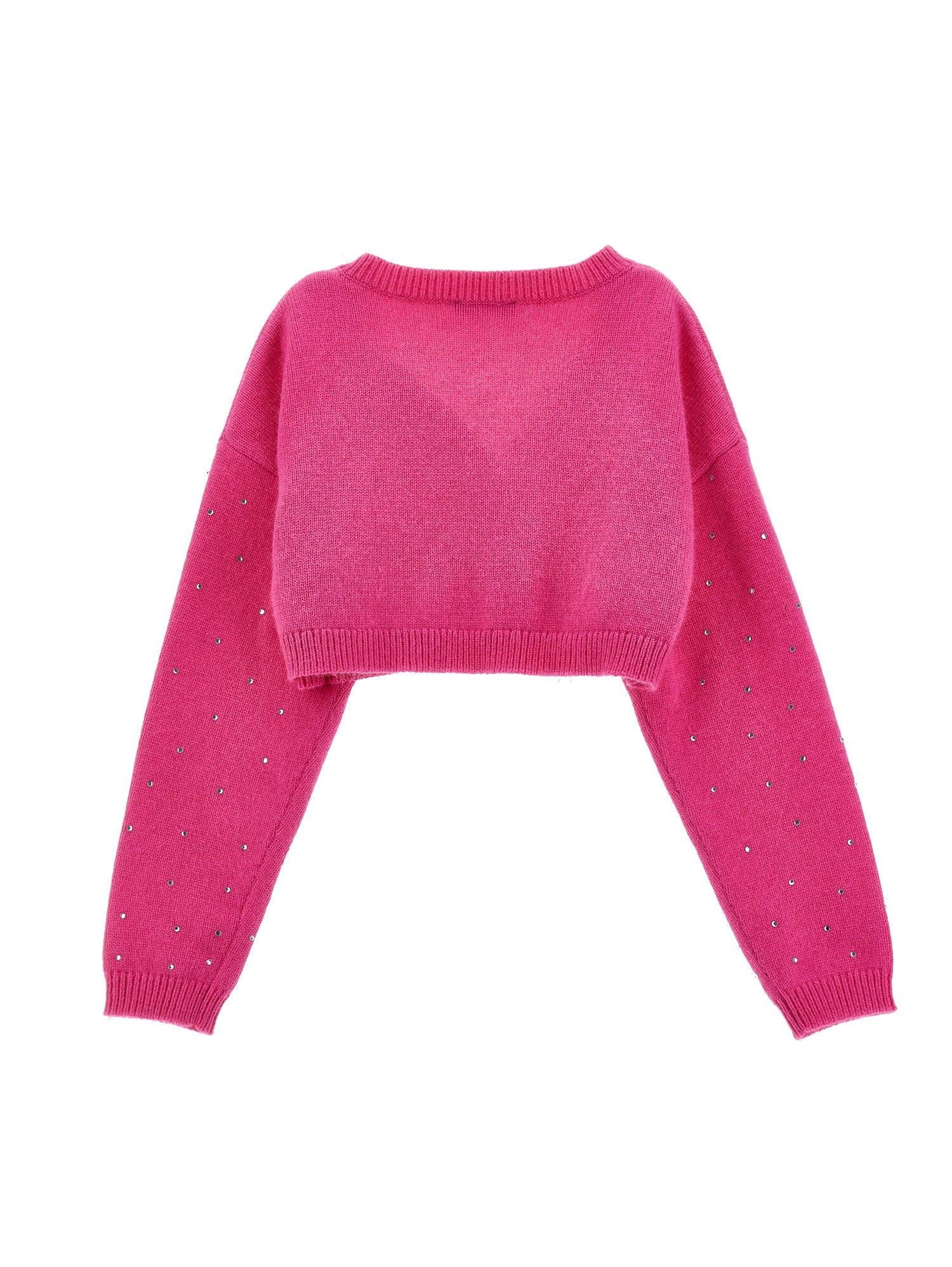 Girls | Cropped All-Over Rhinestone Cardigan | Fuchsia