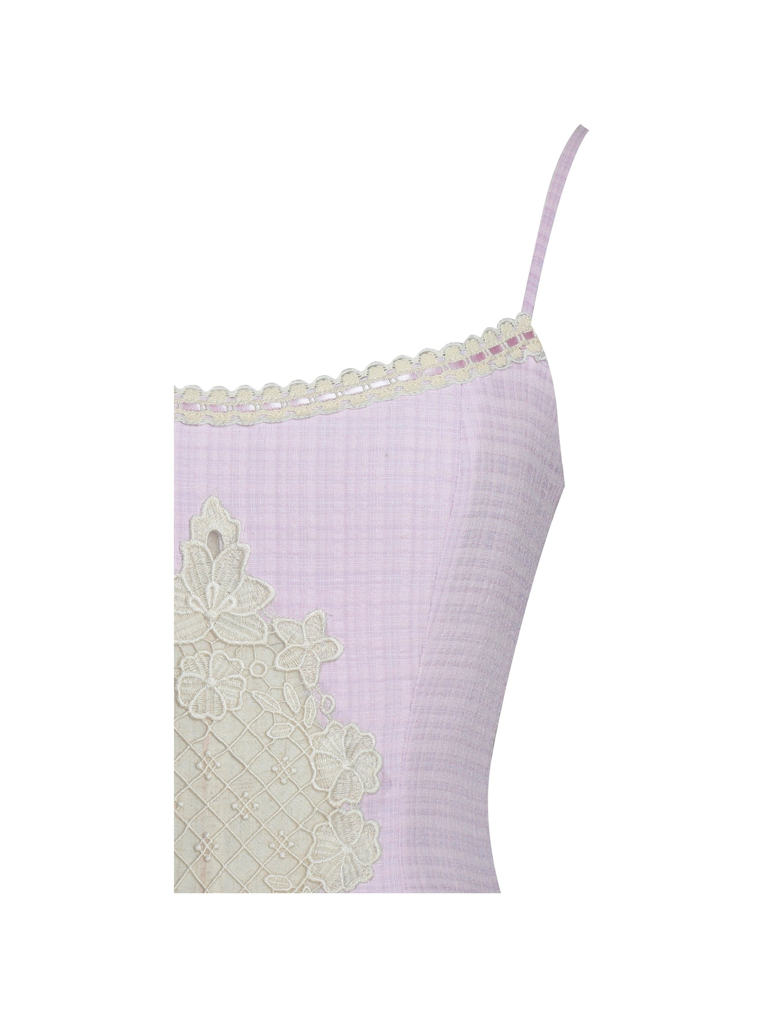 Jaclyn Lace Trim Cutout Seersucker Midi Dress | Lavender