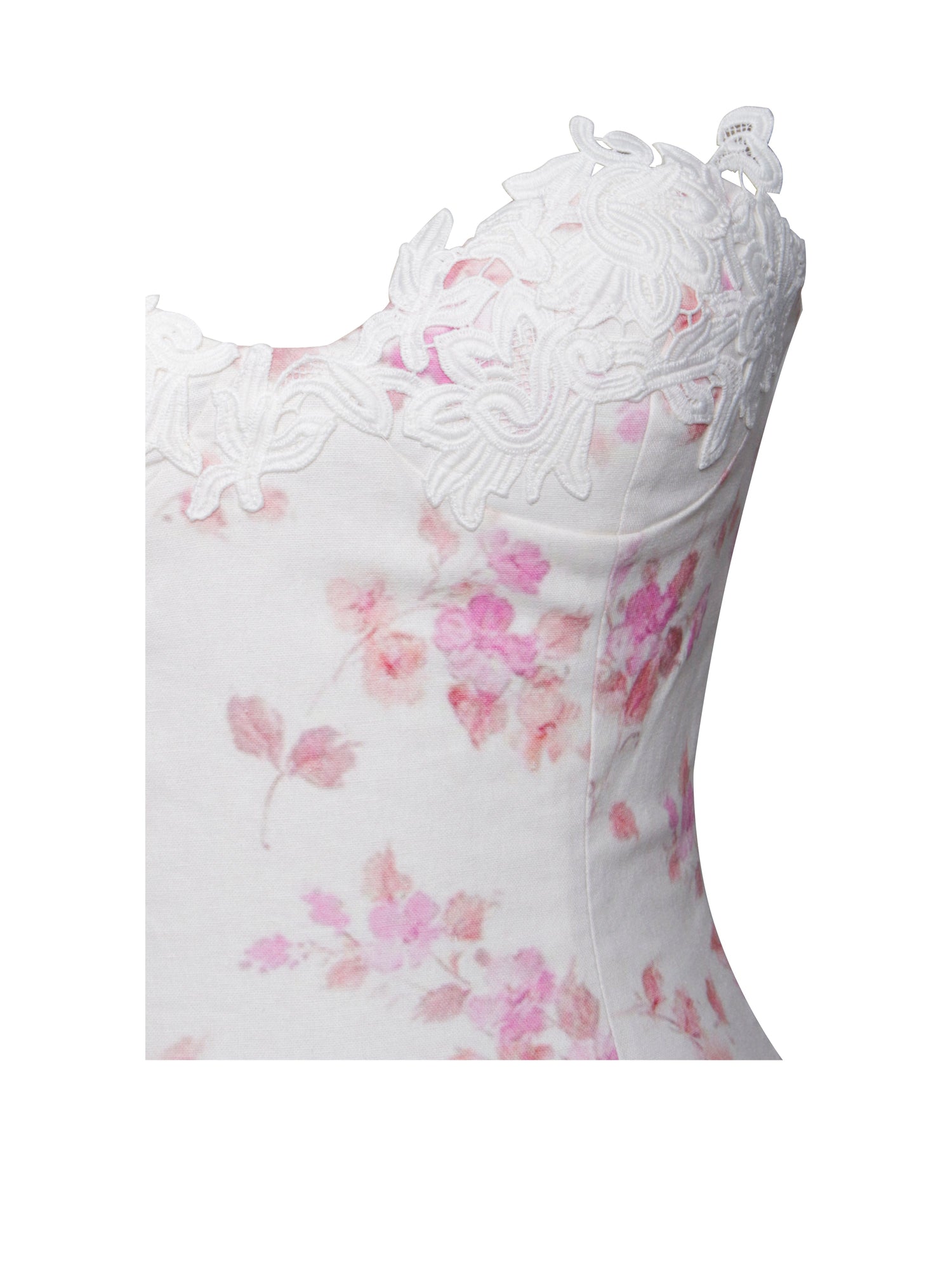 Samara Floral Drop Waist Linen Corset Puffy Mini Dress | Floral Print