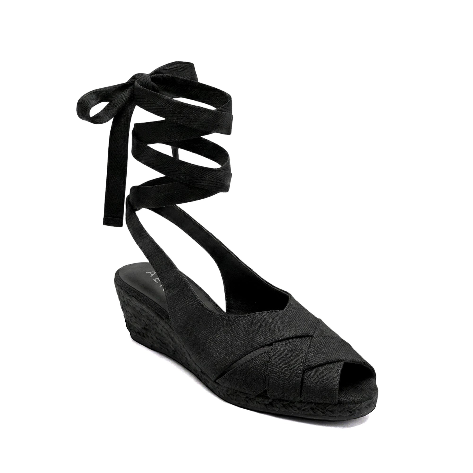 Roberta Dress Wedge | Black Linen