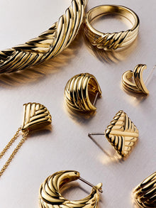 14K Gold Plated Botanica Triangle Braided Statement Oversized Stud Earrings For Women Ana Luisa Karessa