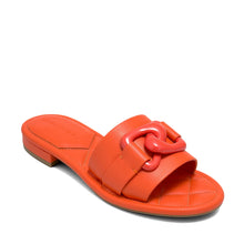 Big Charm Sandal Flat | Orange Faux Soft Nappa