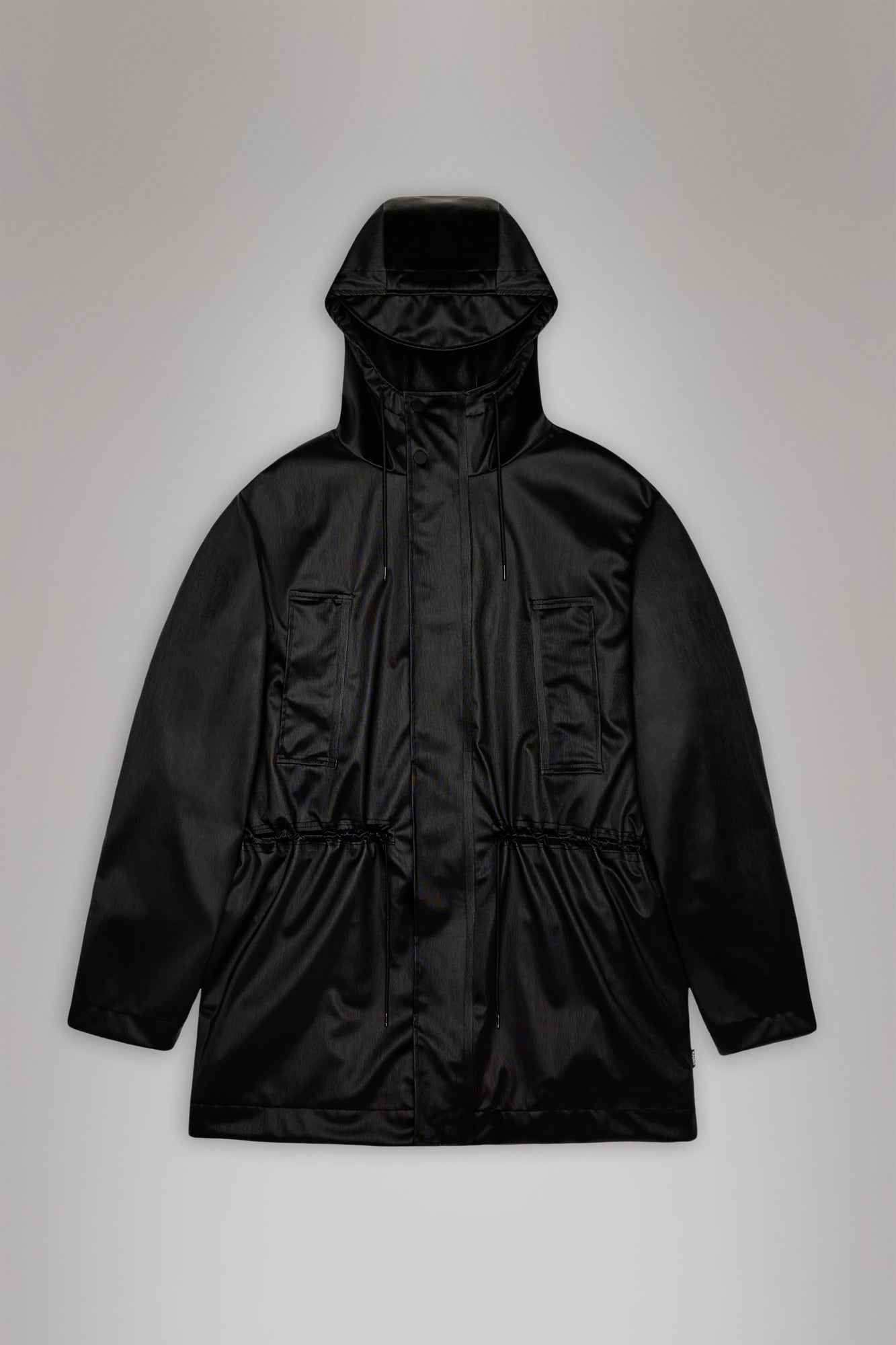 RAINS Bold Long Jacket Black Grain Jacket