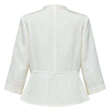Jacquard Waist-Defining Blazer Coat | White
