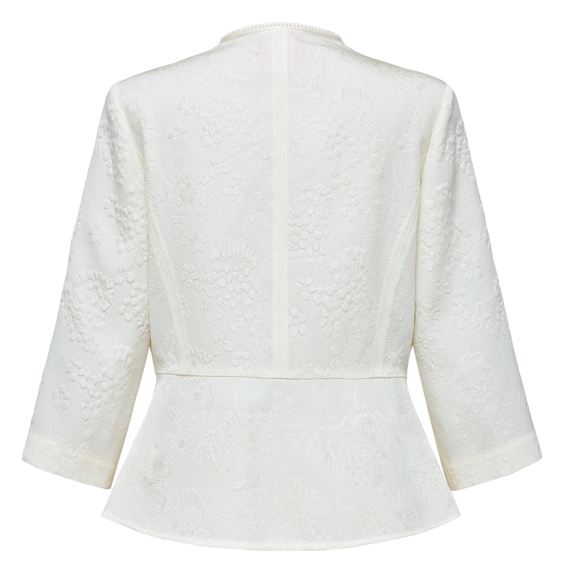 Jacquard Waist-Defining Blazer Coat | White