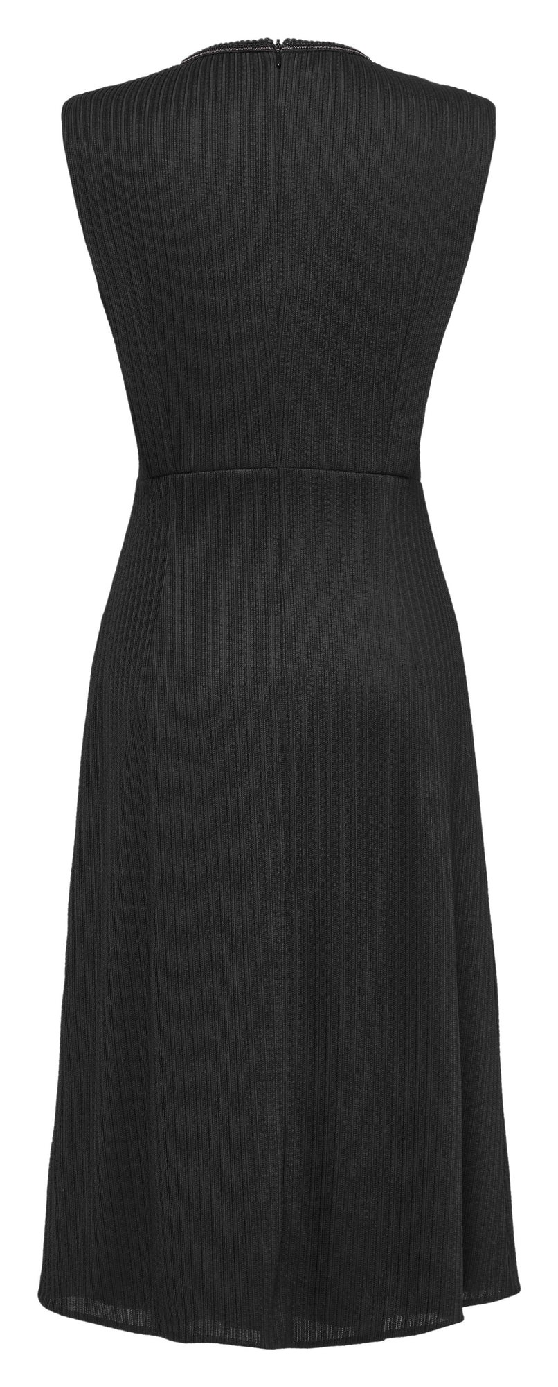 Round Neck Sleeveless Elegant Waist-Defining Dress | Black