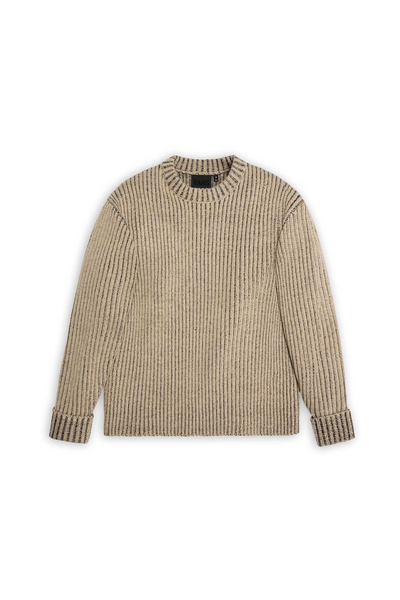 RAINS Sapa Knit Crew Neck Beige/Black Long Sleeve