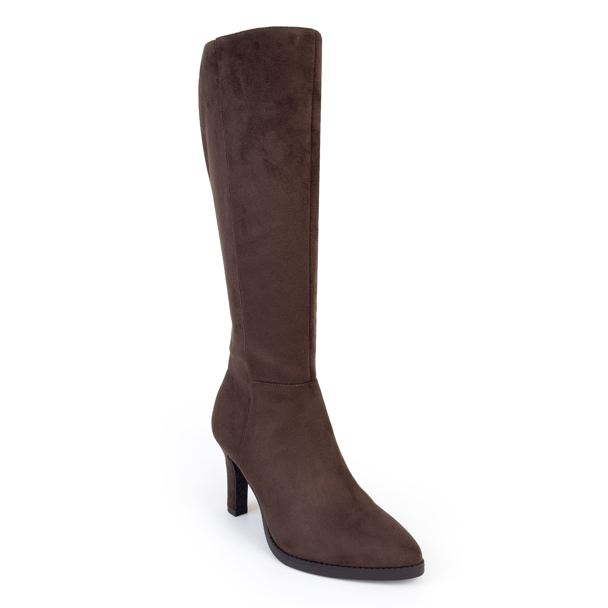 Lynx Boot Mid Heel Dress | Java Faux Suede