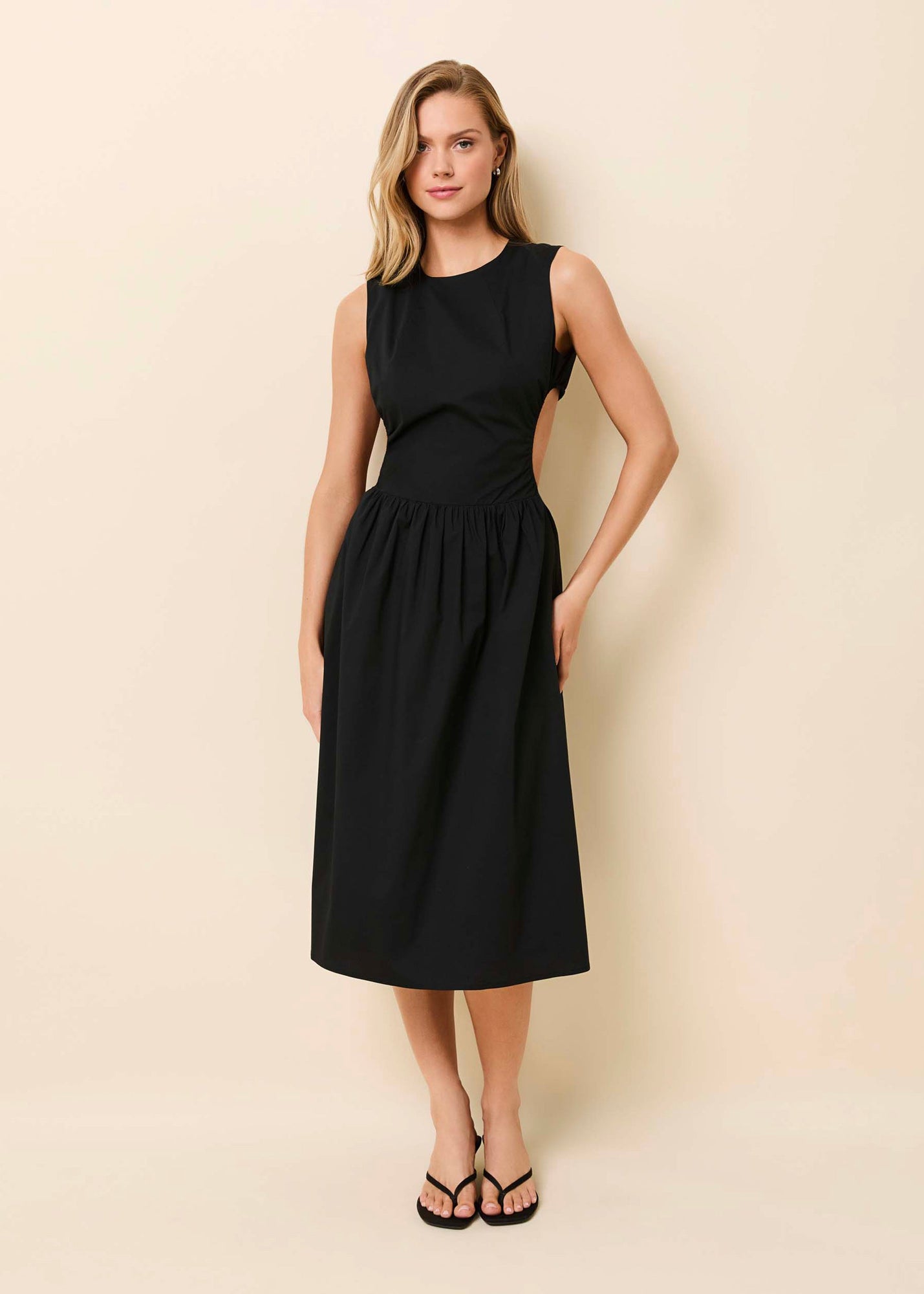 Womens | Sabine Midi Dress Poplin | Noir
