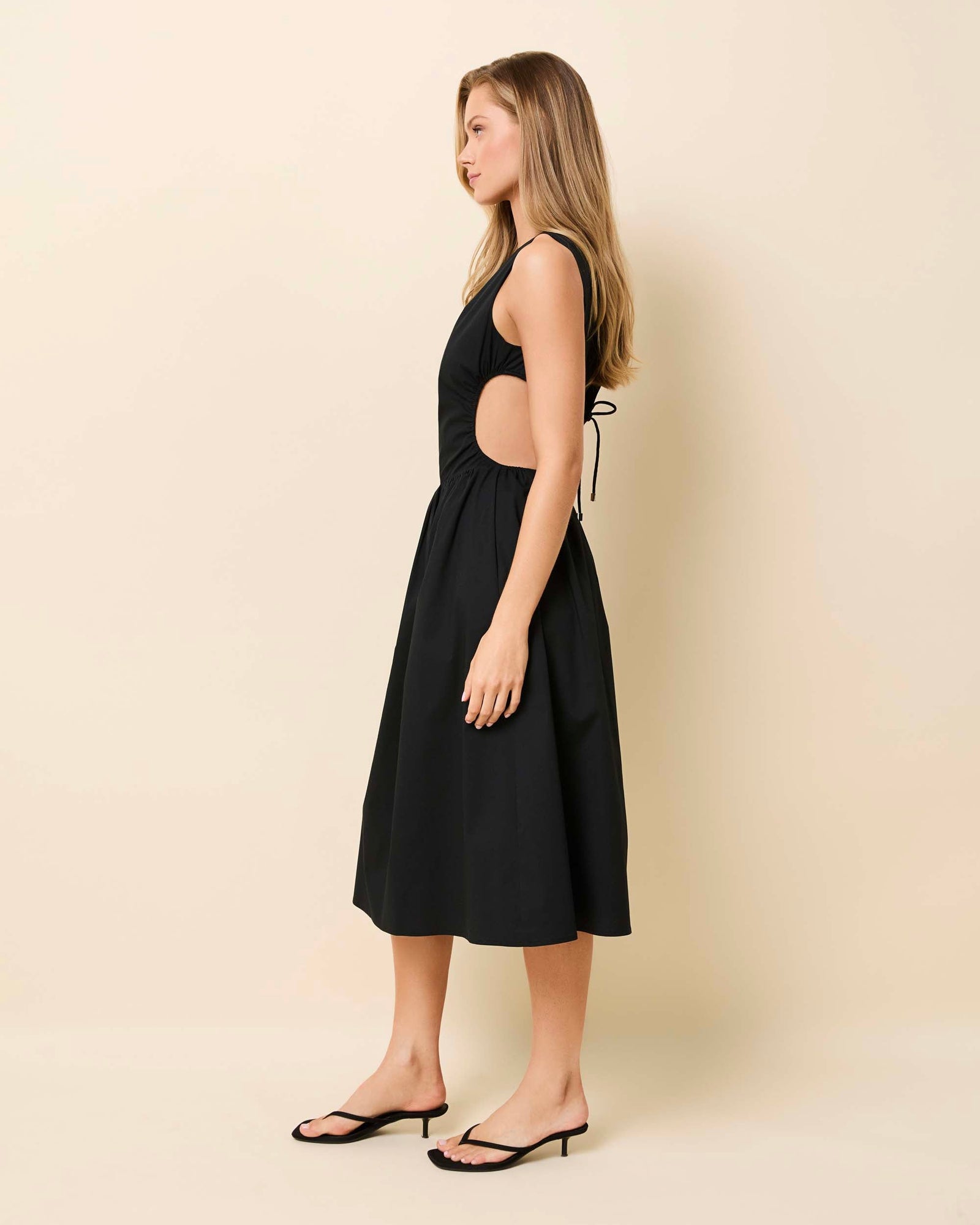 Womens | Sabine Midi Dress Poplin | Noir