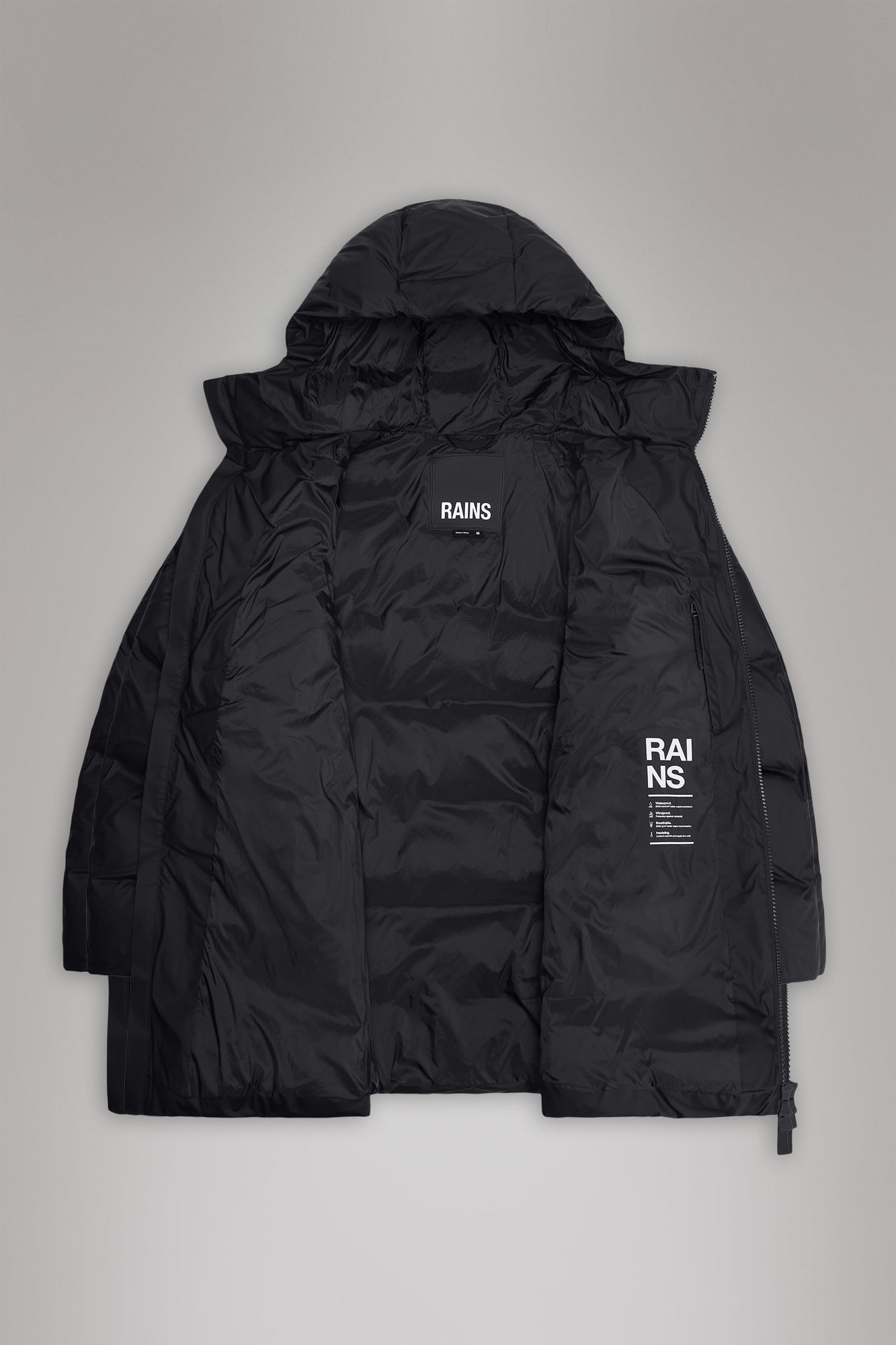 RAINS Alta Long Puffer Cargo Jacket Navy Jacket