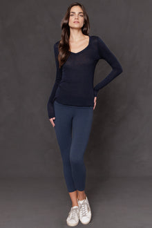 Women | Rolldown Capri Legging | Charcoal/Sailor