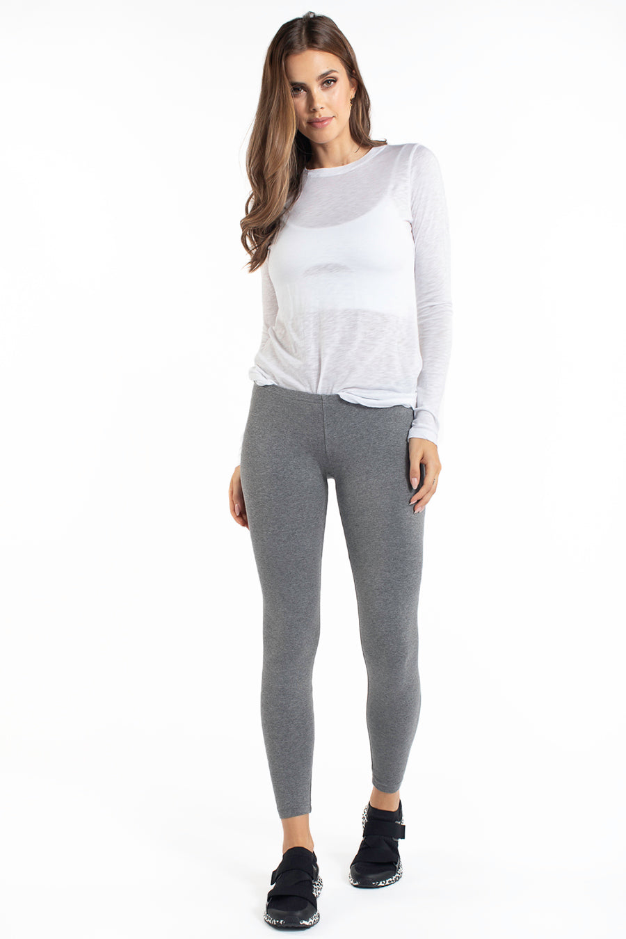 Women | Low Rise Ankle Legging | Charcoal Heather Gray