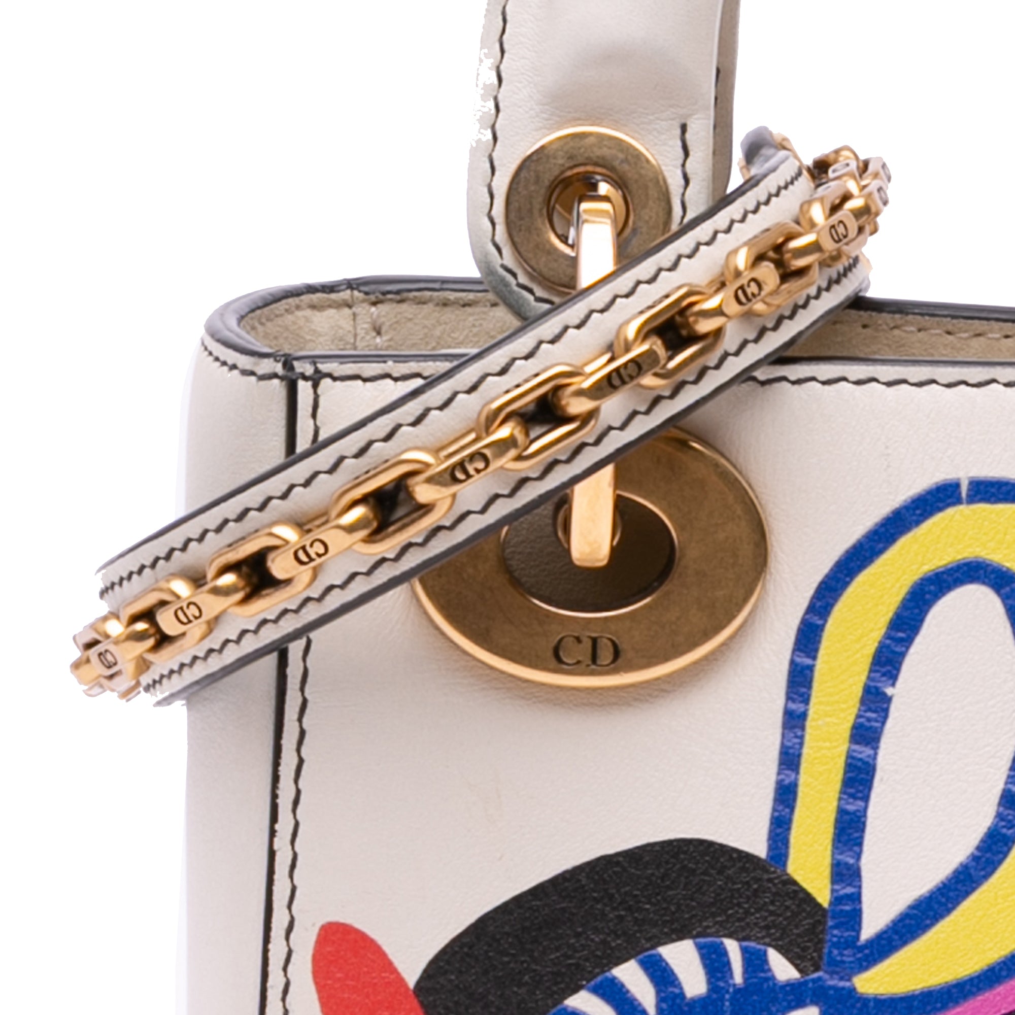 Dior | Pre-Owned Niki De Saint Phalle Mini Calfskin Love Lady | White/Off White