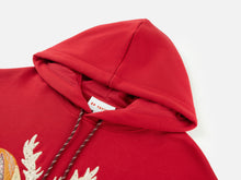 Cotton Embroidered Hoodie | Red