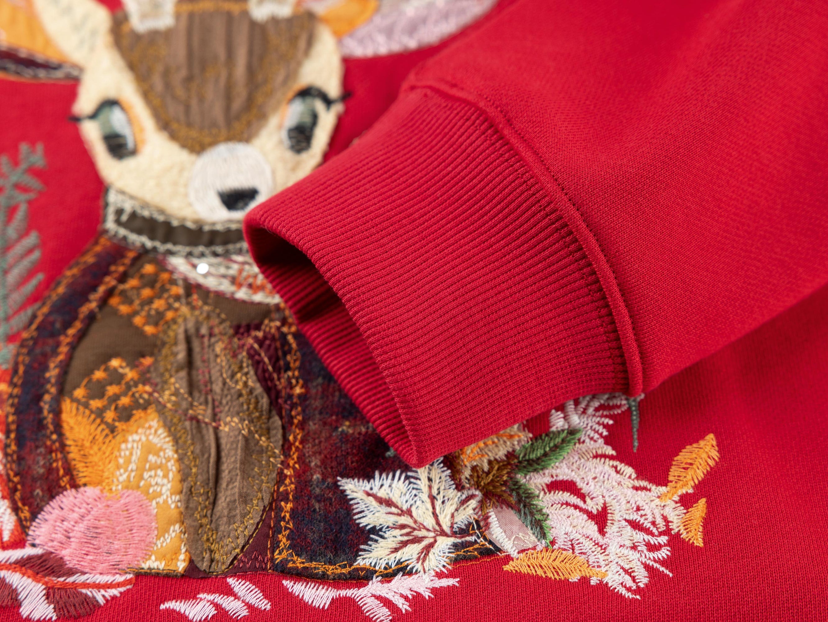 Cotton Embroidered Hoodie | Red
