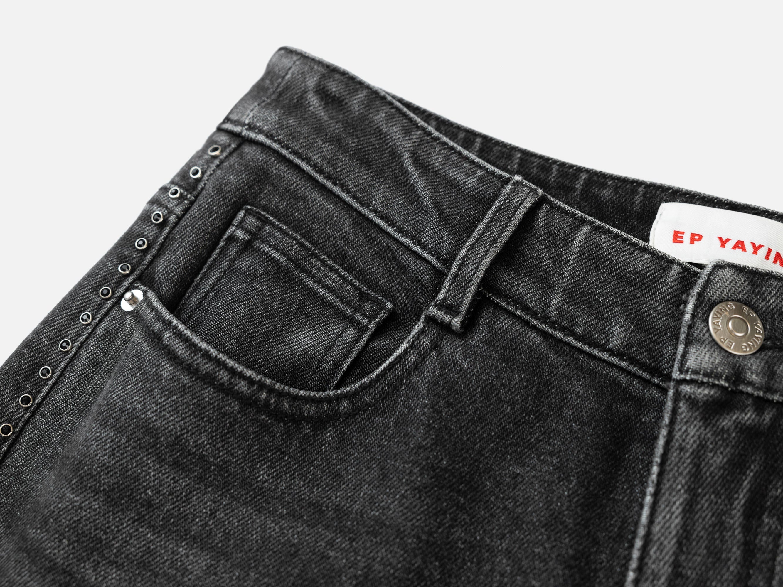 Dark-Wash Straight Leg Pants | Black