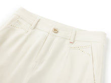 Casual Straight-Leg Rhinestone Ankle-Length Jeans | White