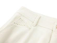 Casual Straight-Leg Rhinestone Ankle-Length Jeans | White
