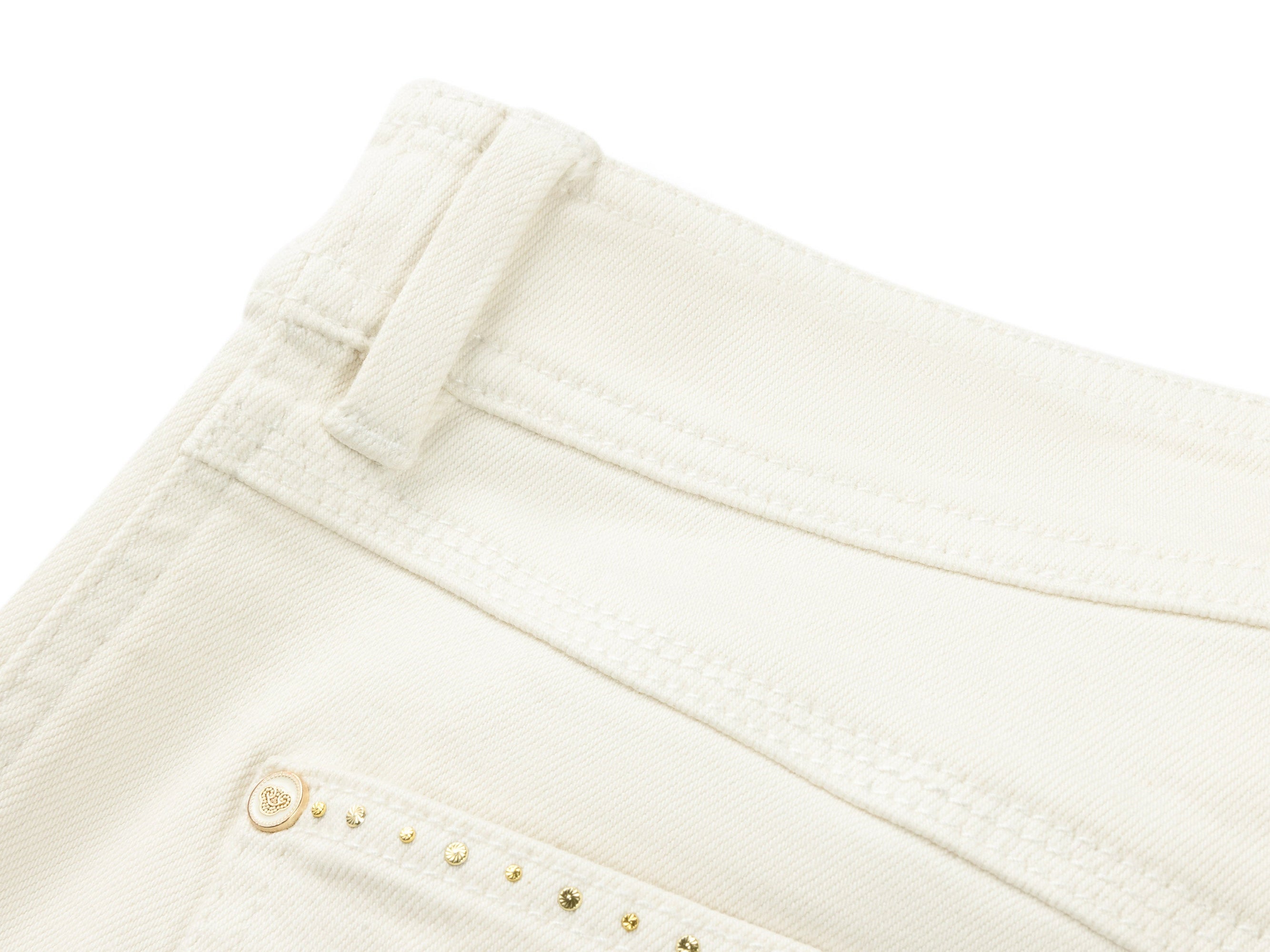 Casual Straight-Leg Rhinestone Ankle-Length Jeans | White