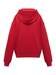 Cotton Embroidered Hoodie | Red