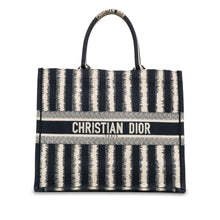 Dior | Pre-Owned Large Striped Book Tote | Blue/Dark Blue