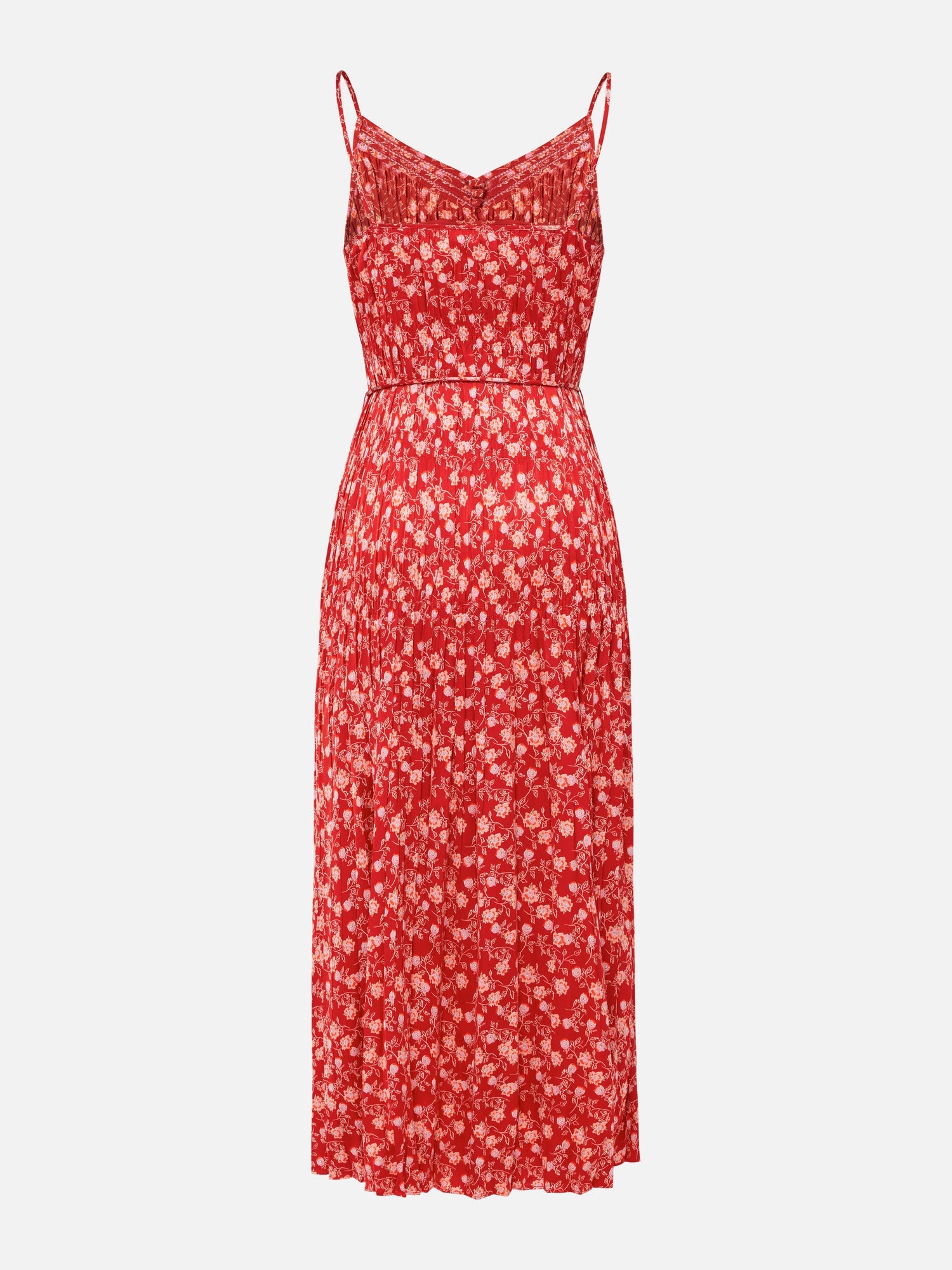 Traditional Chinese Style Floral Suspenders Dress | Red