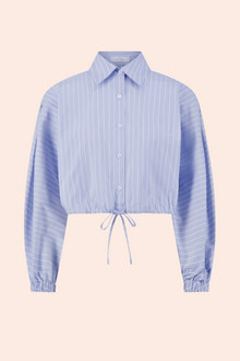 Striped Cotton Poplin Tie Front Top | Cloud