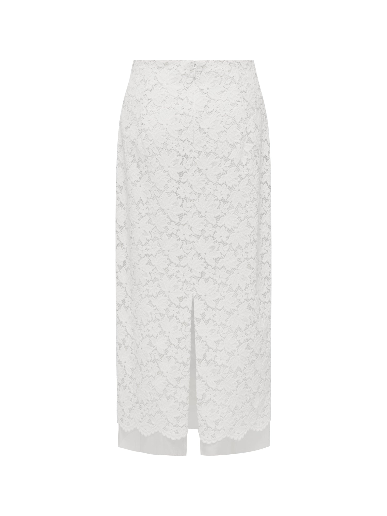Lace Midi Skirt | White
