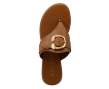 Glitz Sandal Flat | Tan Faux Nappa