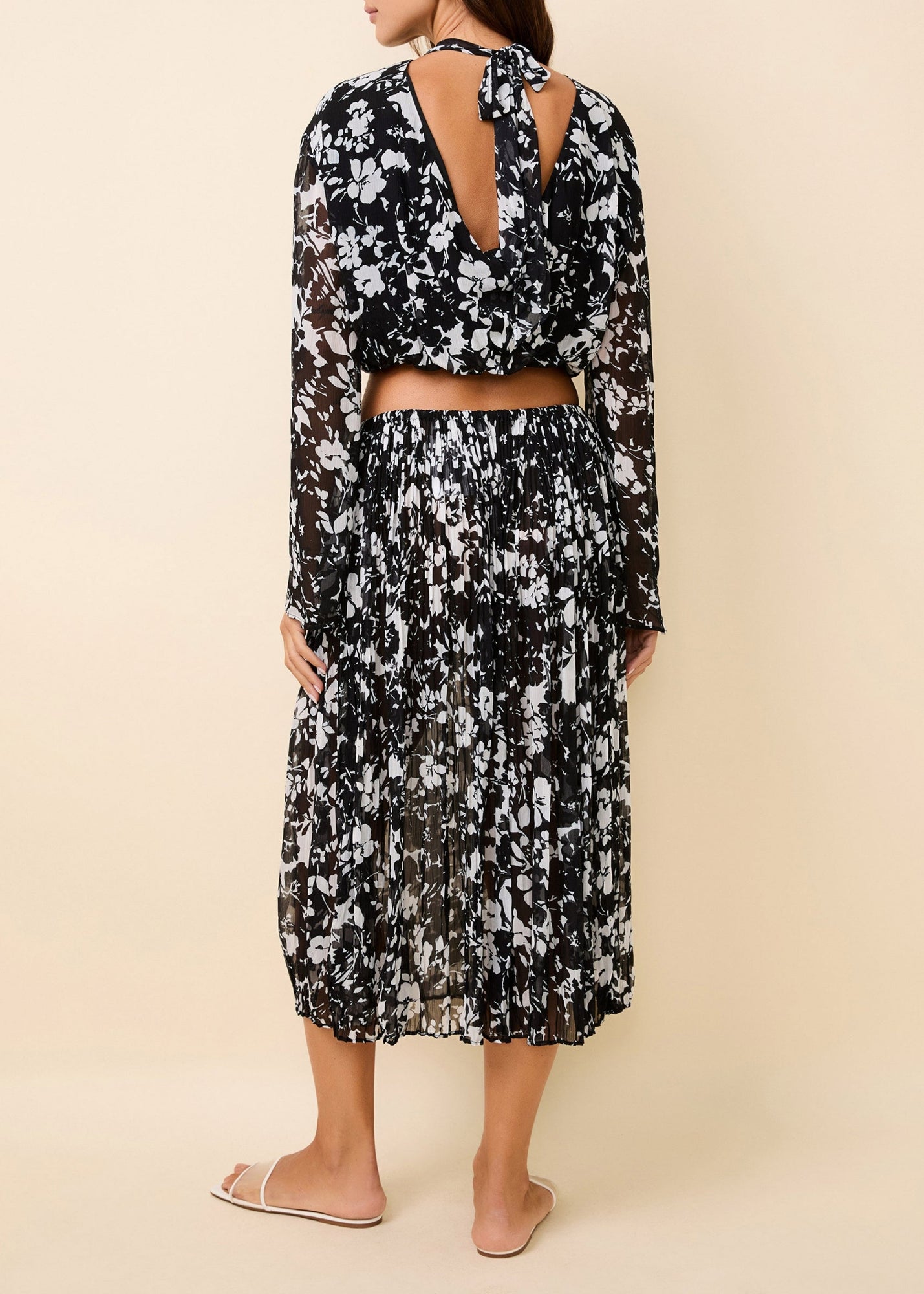 Womens | India Blouse | Black & White Floral