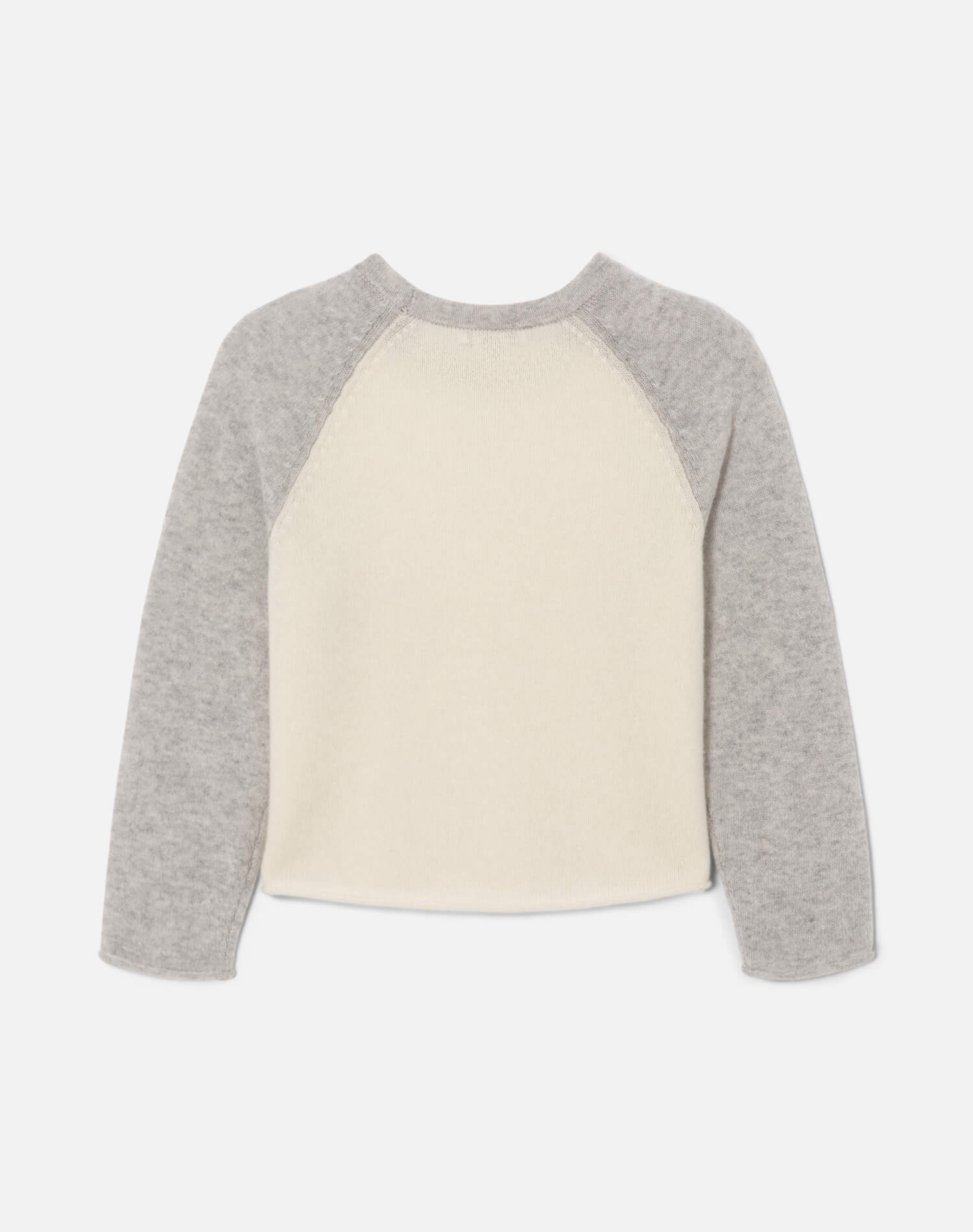 Womens | Featherweight Cashmere Baseball Raglan | Ivory/Light Heather Grey