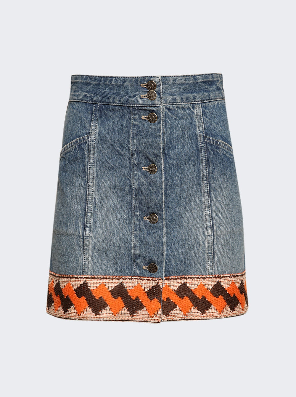 Women | VALENTINO | Embroidered Mini Denim Skirt Medium | Blue