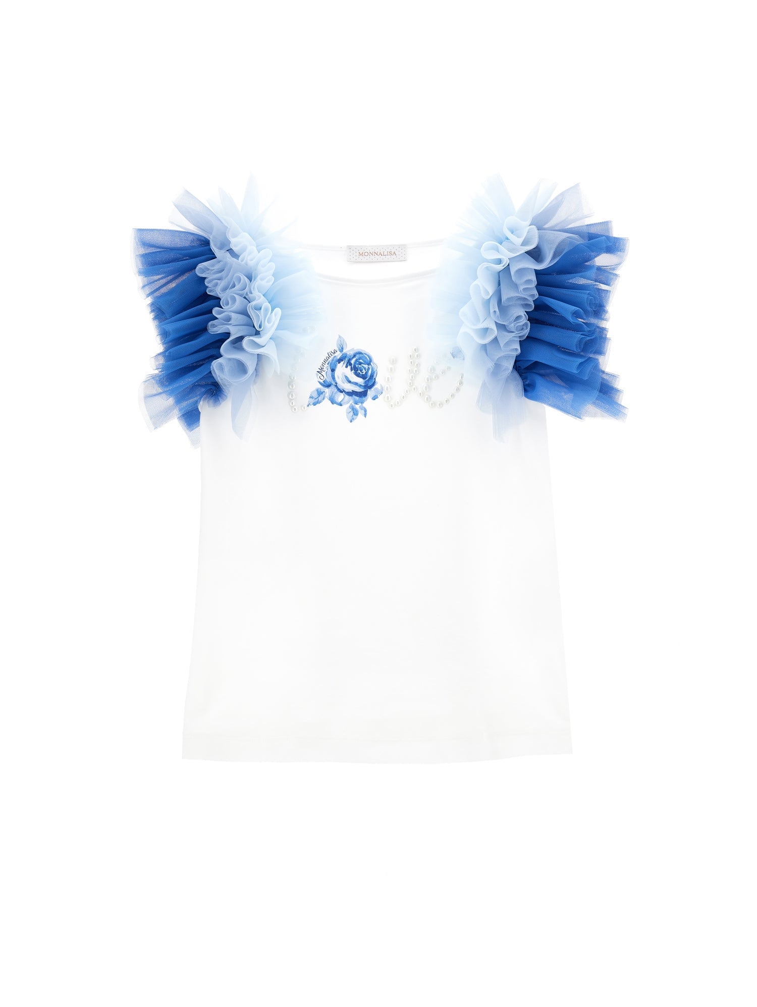 Girls | Jersey T-Shirt With Trim And Love | Cream/Cloud