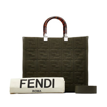 Fendi | Pre-Owned Medium Zucca Sunshine Shopper Canvas Tote | Green/Dark Green
