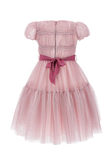 Girls | Whimsical Glitter Tulle Dress | Onion/Silver