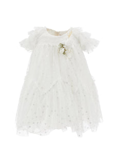 Girls | Embroidered Daisy Tulle Dress | Cream