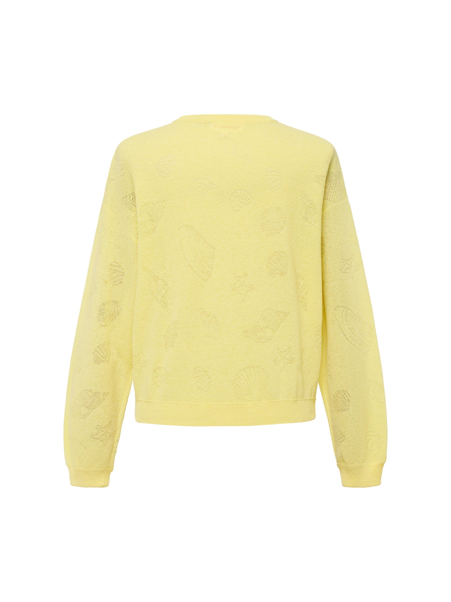 Linen Blended Round Neck Knit Cardigan | Yellow